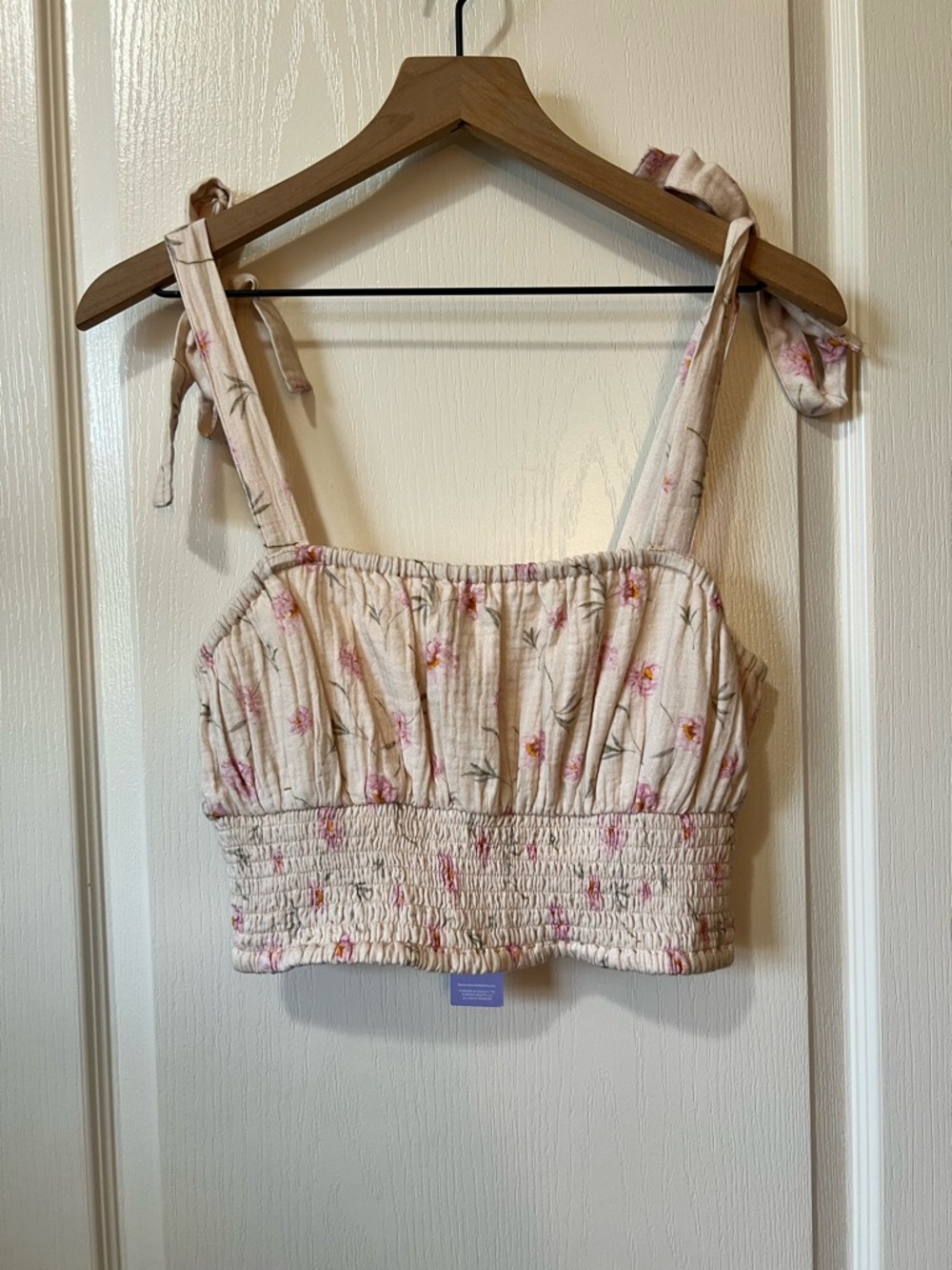 NWT Florence by Mills 100% Cotton tie shoulder floral crop tank Women’s Medium